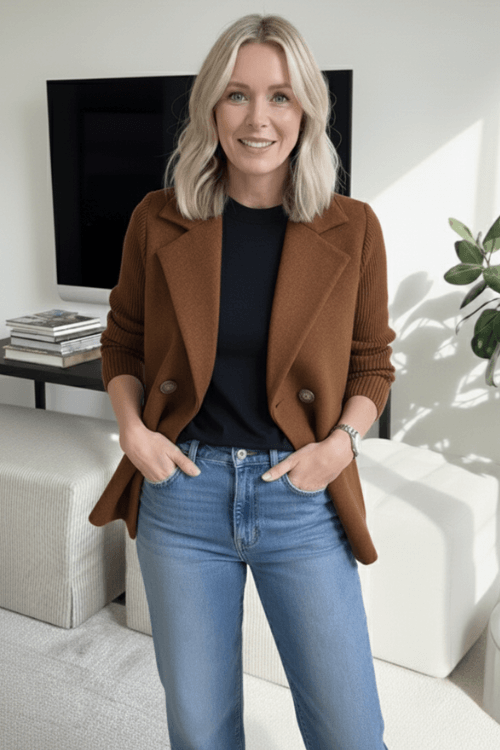 Celeste Ribbed Knit Blazer Coat