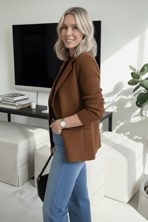 Celeste Ribbed Knit Blazer Coat