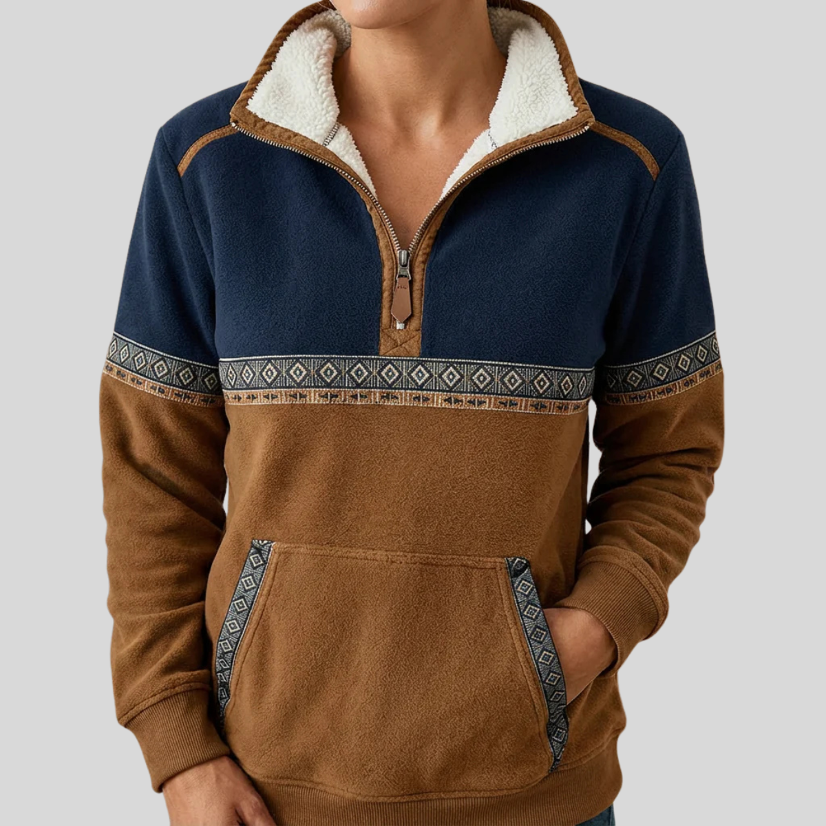 Lucie Two-Tone Half-Zip Sweater