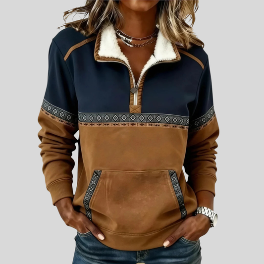 Lucie Two-Tone Half-Zip Sweater