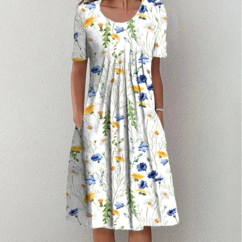 Gia Pleated-Front Cotton Midi Dress