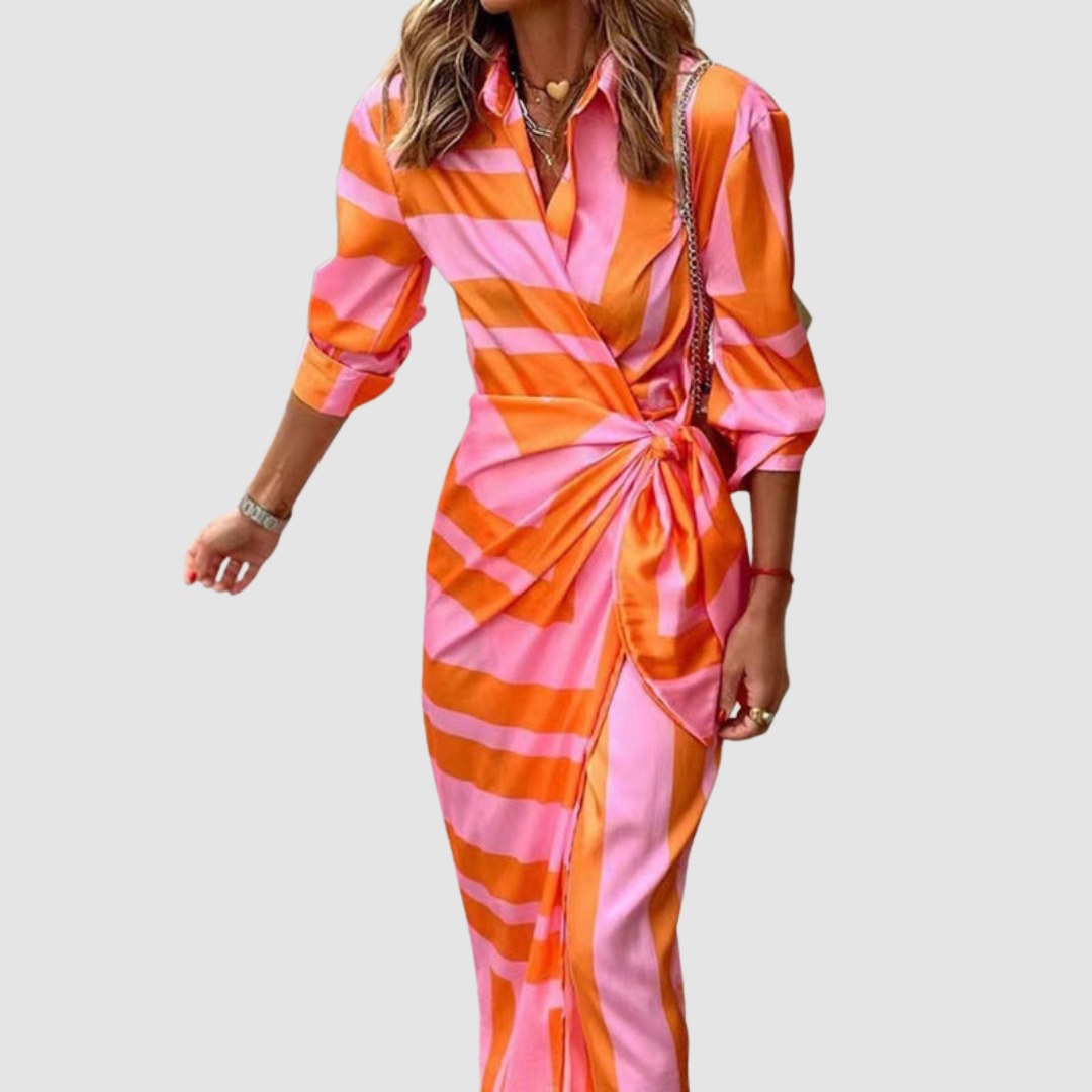 Celine Bold Print Wrap Midi Dress