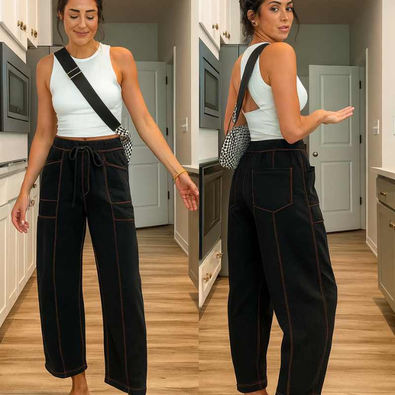 Tamsin Barrel-Leg Cotton Trousers