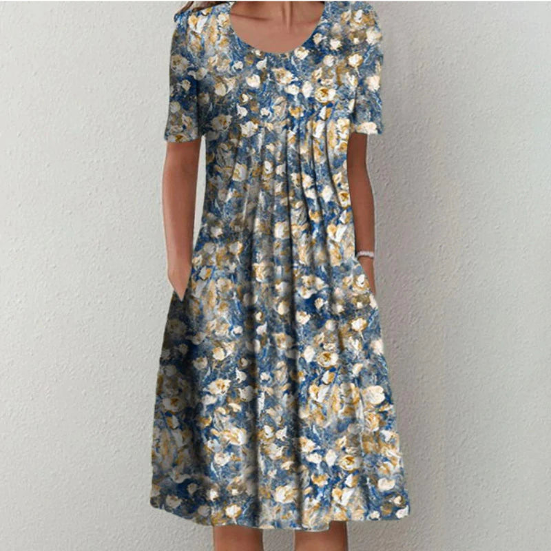 Gia Pleated-Front Cotton Midi Dress