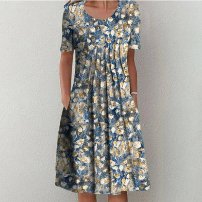 Gia Pleated-Front Cotton Midi Dress