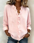 Isla Ruffle V-Neck Long-Sleeve Blouse