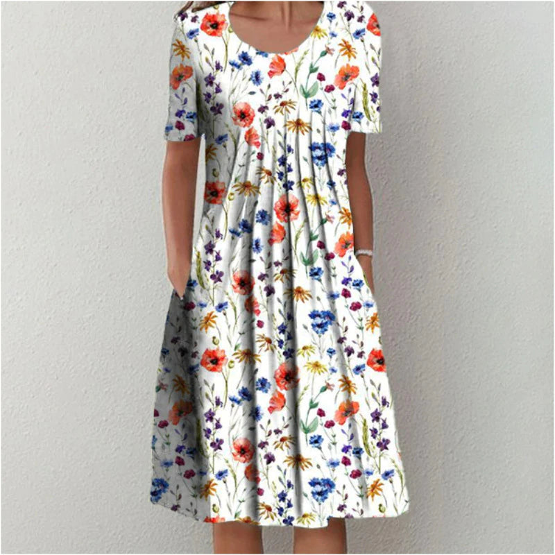 Gia Pleated-Front Cotton Midi Dress