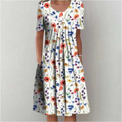 Gia Pleated-Front Cotton Midi Dress