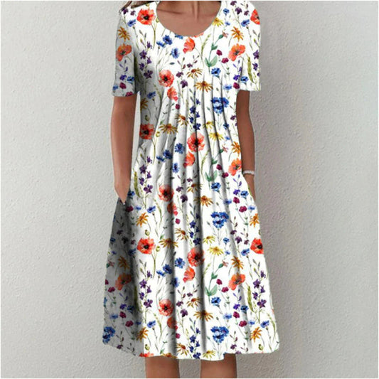 Gia Pleated-Front Cotton Midi Dress