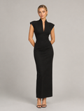 Margaux Structured-Shoulder Column Maxi - Black