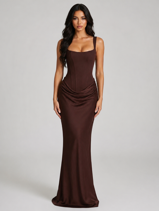 Isadora Hourglass Corset Maxi Dress - Mocha