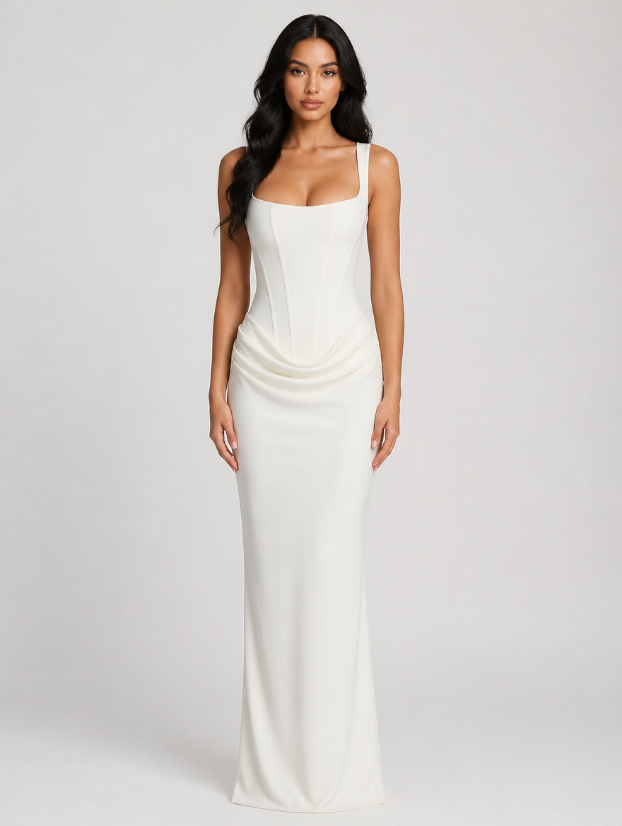 Isadora Hourglass Corset Maxi Dress - Ivory