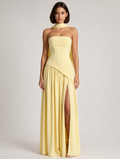 Seraphina Strapless Scarf Maxi Dress - Light Yellow