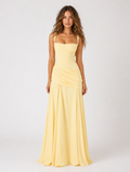 Octavia Square-Neck Draped Maxi Dress - Light Yellow