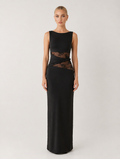 Noelle Lace Cut-Out Column Maxi - Black