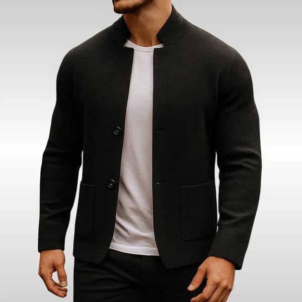 Knitted Mandarin Collar Blazer