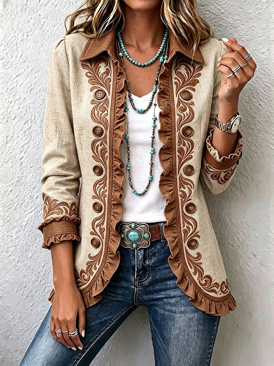 Vintage Bohemian Ruffle Jacket